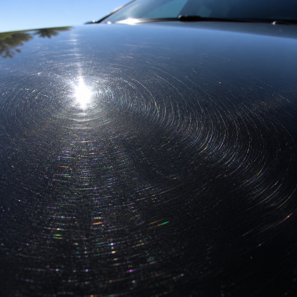 Restored classic car paint reflecting like a mirror after correction
